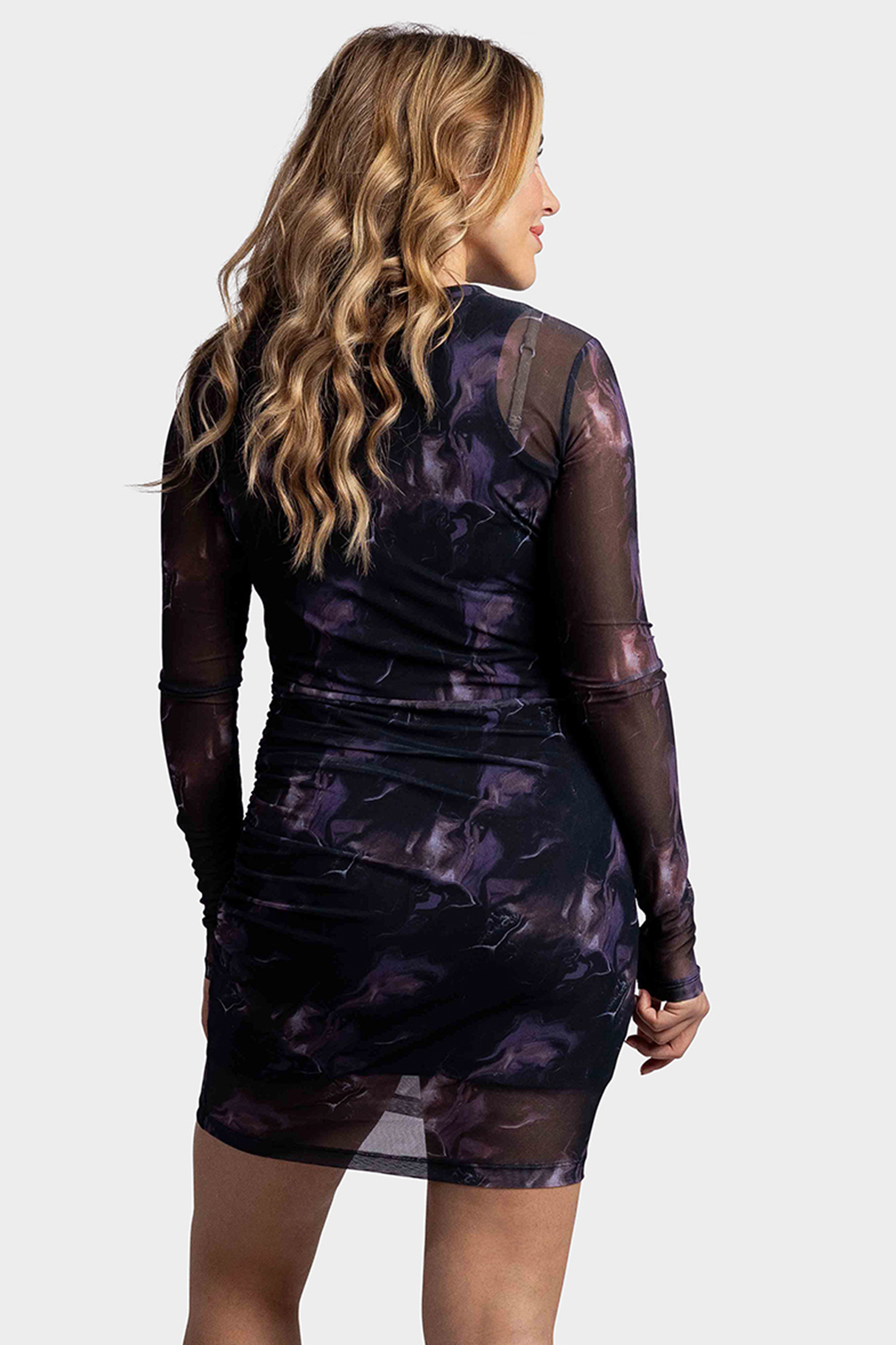 Off The Pitch Marble Mesh Jurk Dames Paars/Zwart