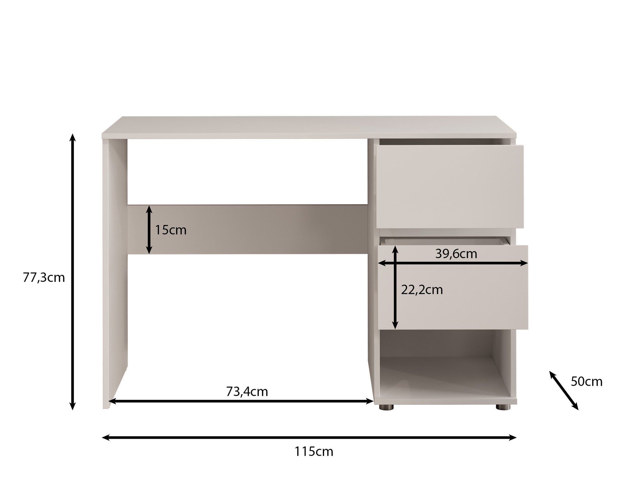 Brussel - Bureau - Wit - 115x50x77 cm