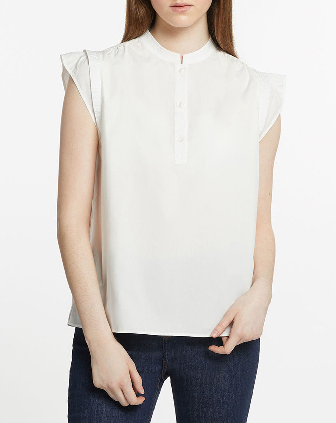 Galeries Lafayette Blouse en Coton MC blanche