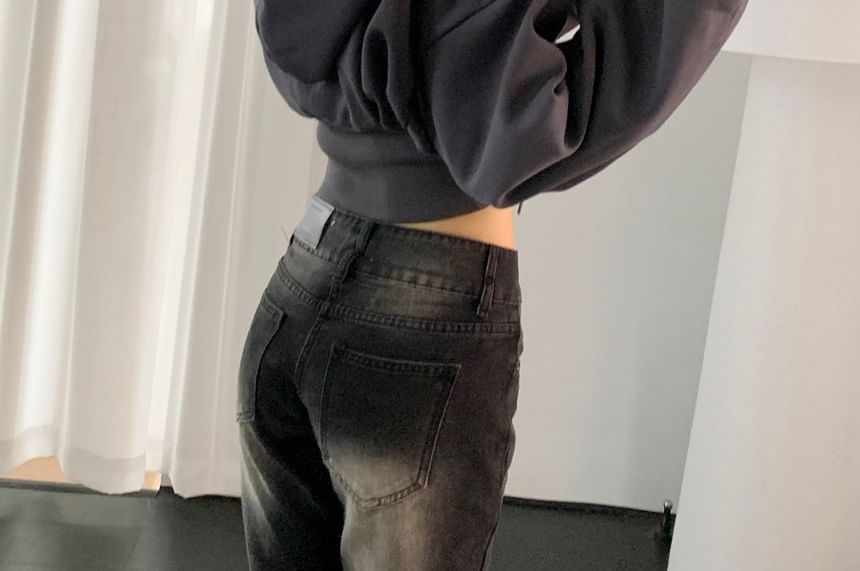 Asiris - Effen cropped hoodie met rits