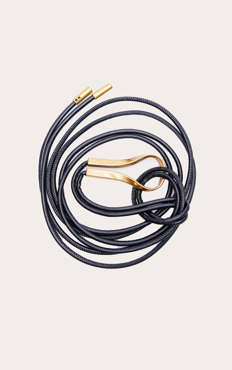 Noir Ceinture En Corde Avec Quincaillerie Dorée