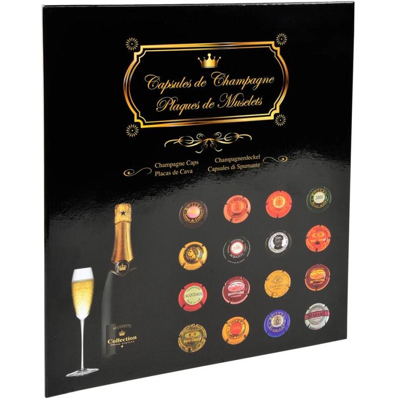 Album de collection pour 64 capsules de Champagne - 29x32,5 cm - Noir