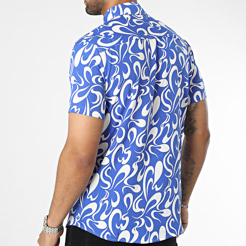 Chemise Manches Courtes Bleu Roi Blanc