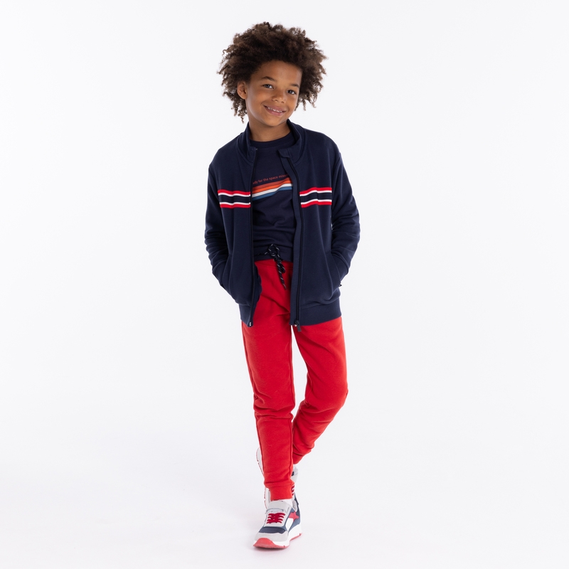Sweat-shirt zippé col montant bleu garçon
