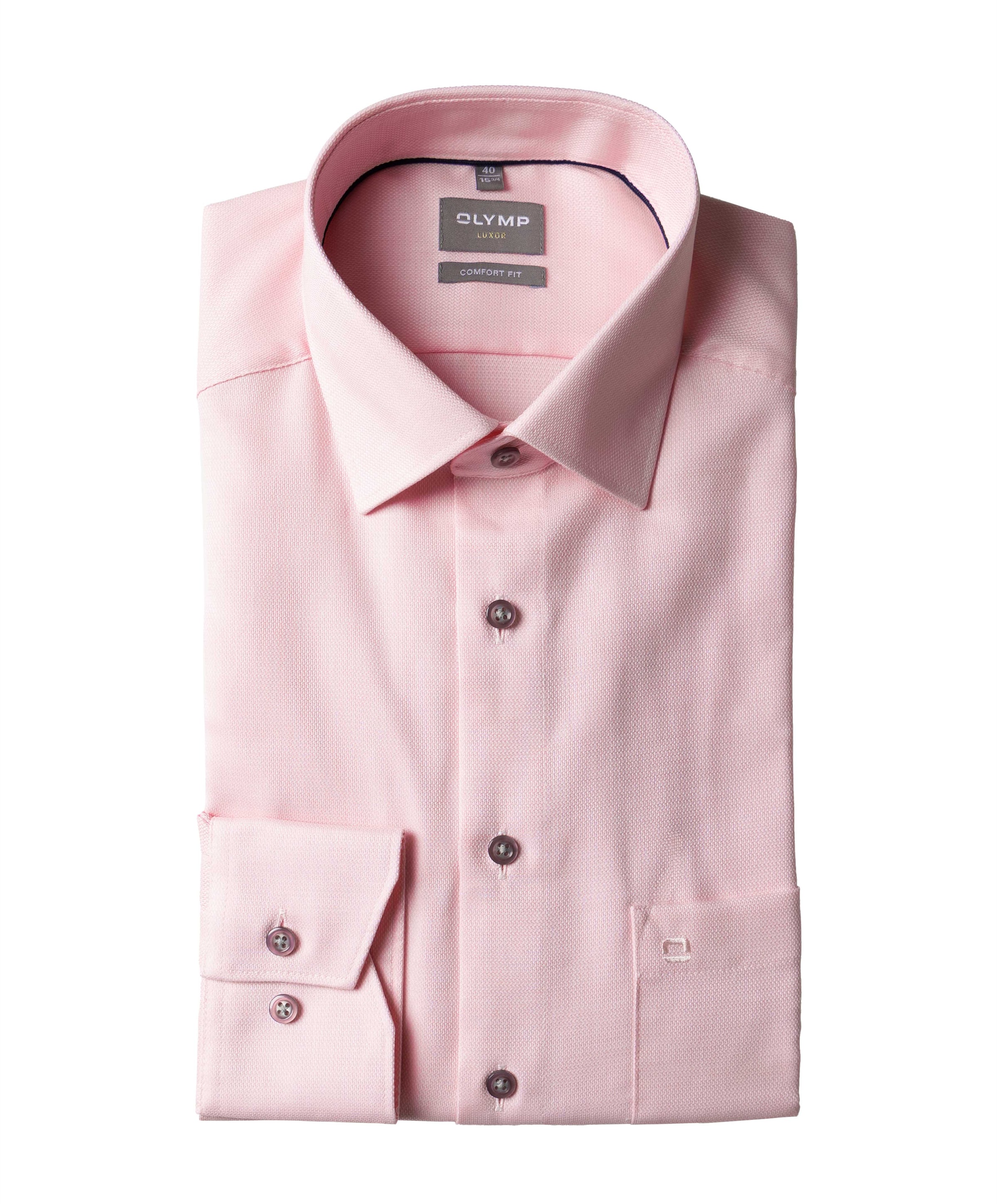 Olymp Comfort Fit Luxor Heren overhemd lange mouw roze