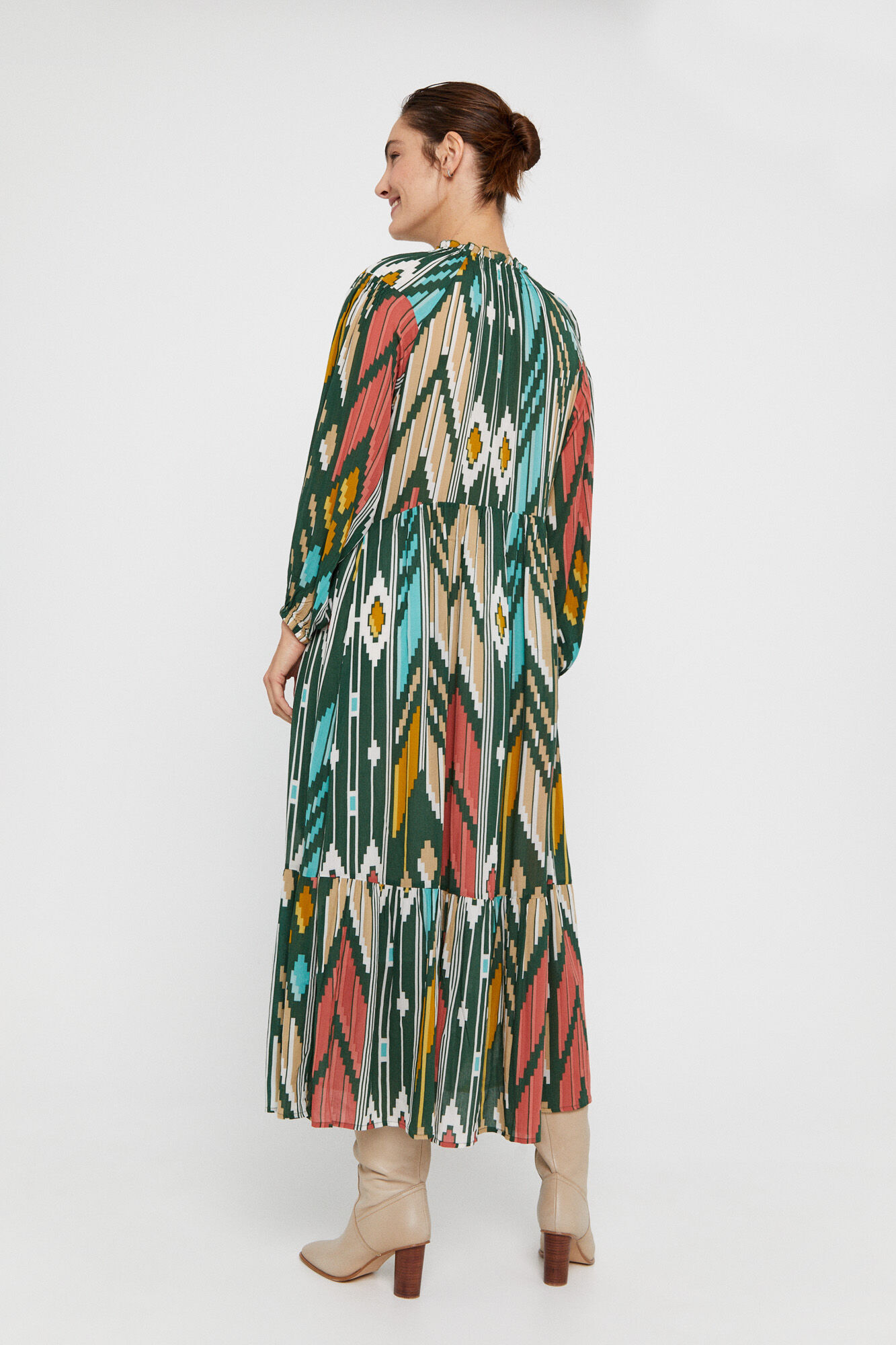 Vestido longo estampado - Estampa verde
