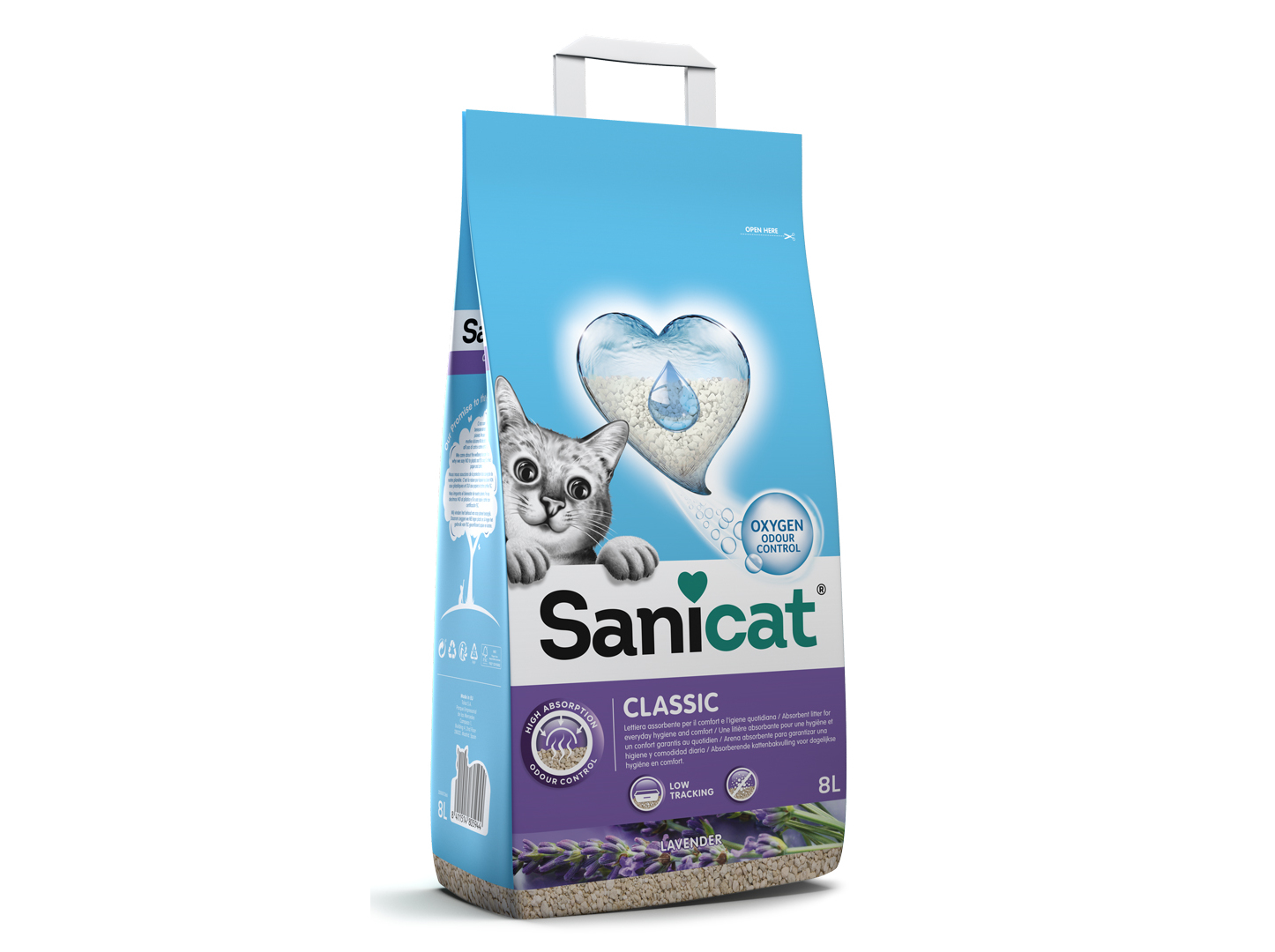 AREIA PARA GATOS SANICAT LAVANDA 8L