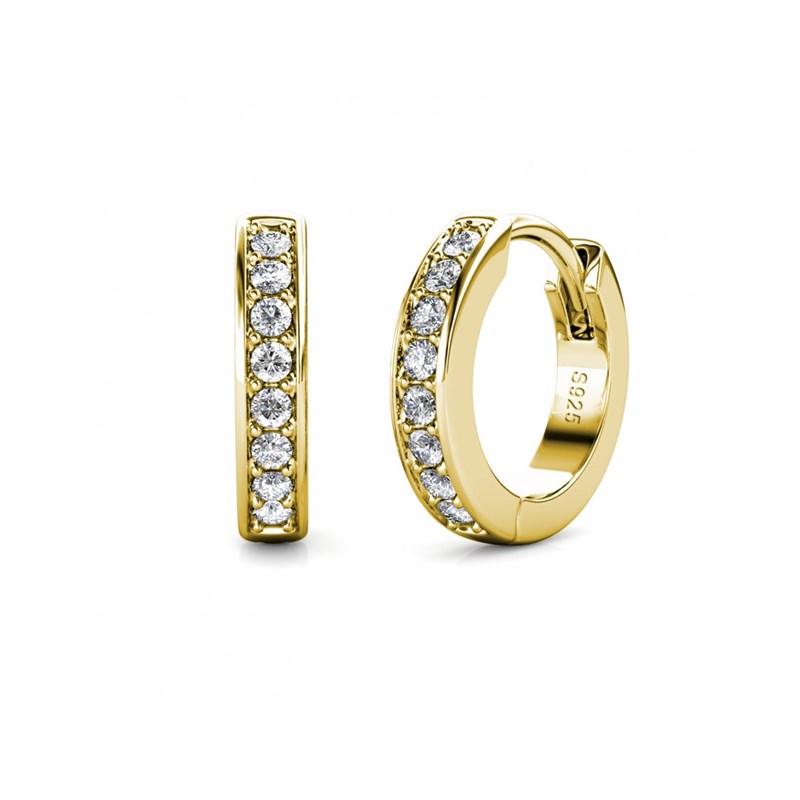 Boucles d'oreilles Circle Hoop - Doré et Cristal