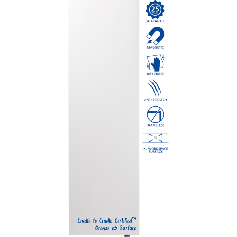 Tableau blanc émaillé XL WALL-UP 200x60cm