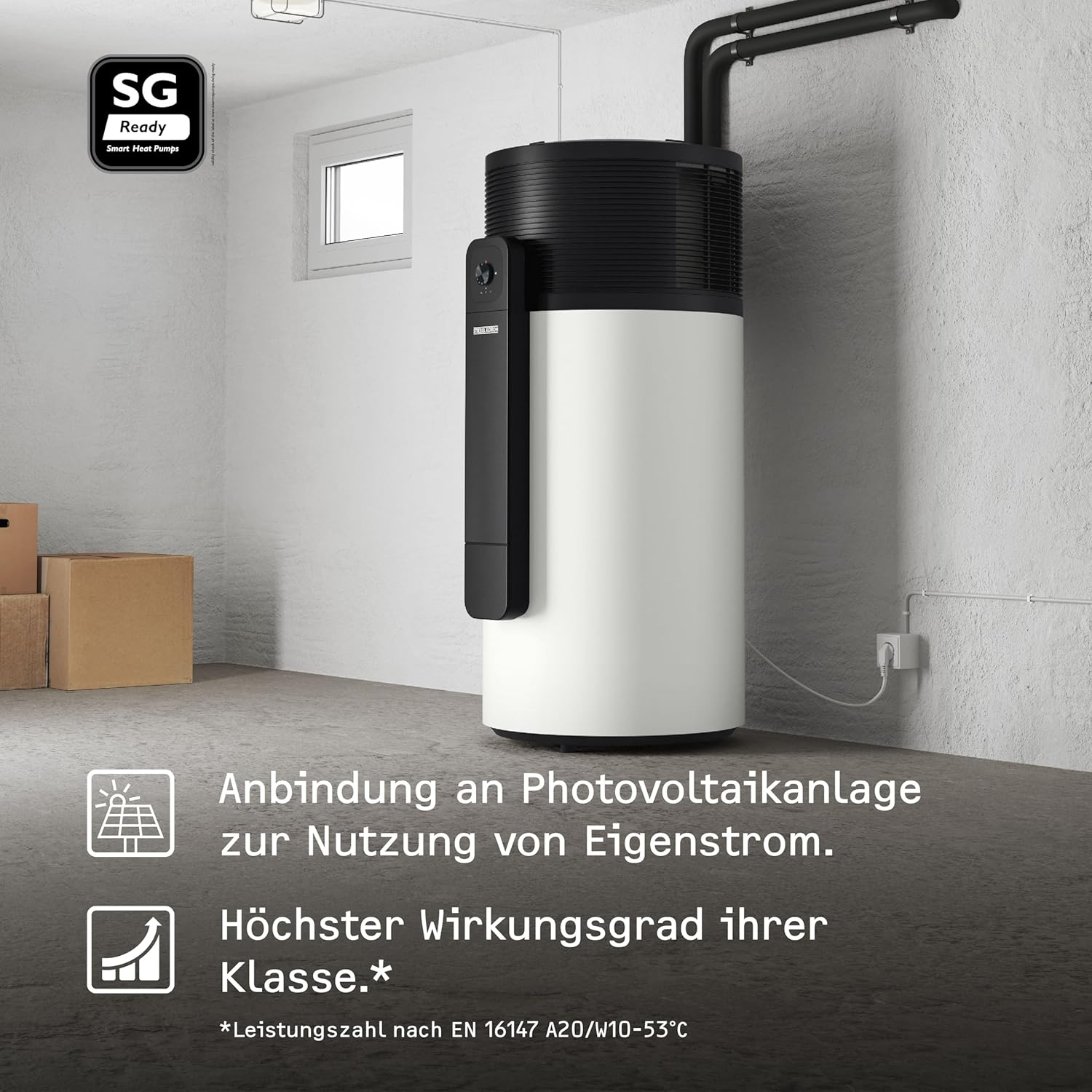 STIEBEL ELTRON Wärmepumpe Warmwasser WWK-I 200 Plus, mit Stecker 230V, 200 Liter, intuitive Bedienung, serienmäßige Schnittstelle für Photovoltaik-Anlagen, Energieklasse A++ (Profil L), 204479