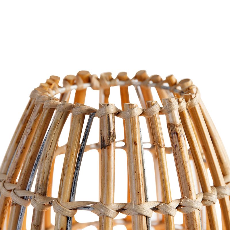 Landelijke tafellamp tripod bamboe met wit - Canna Capsule
