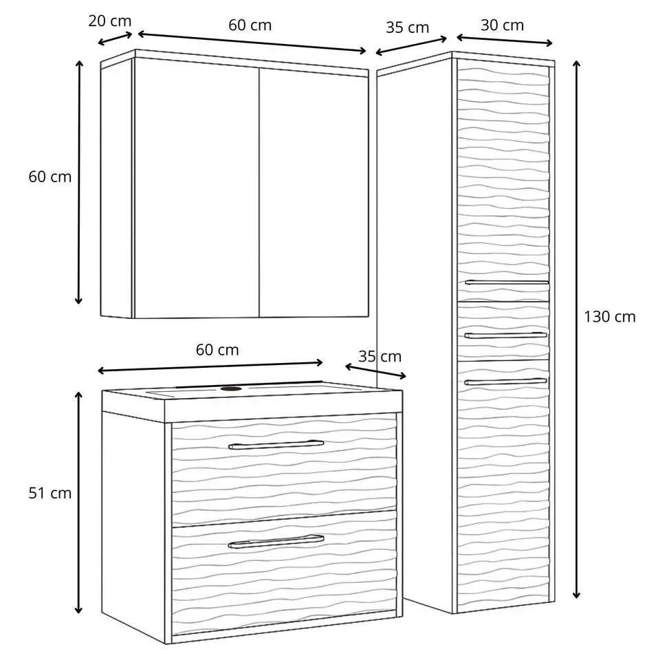 Badplaats Badkamermeubel Set Etna 60 cm – Eiken – Hangend Badmeubel met