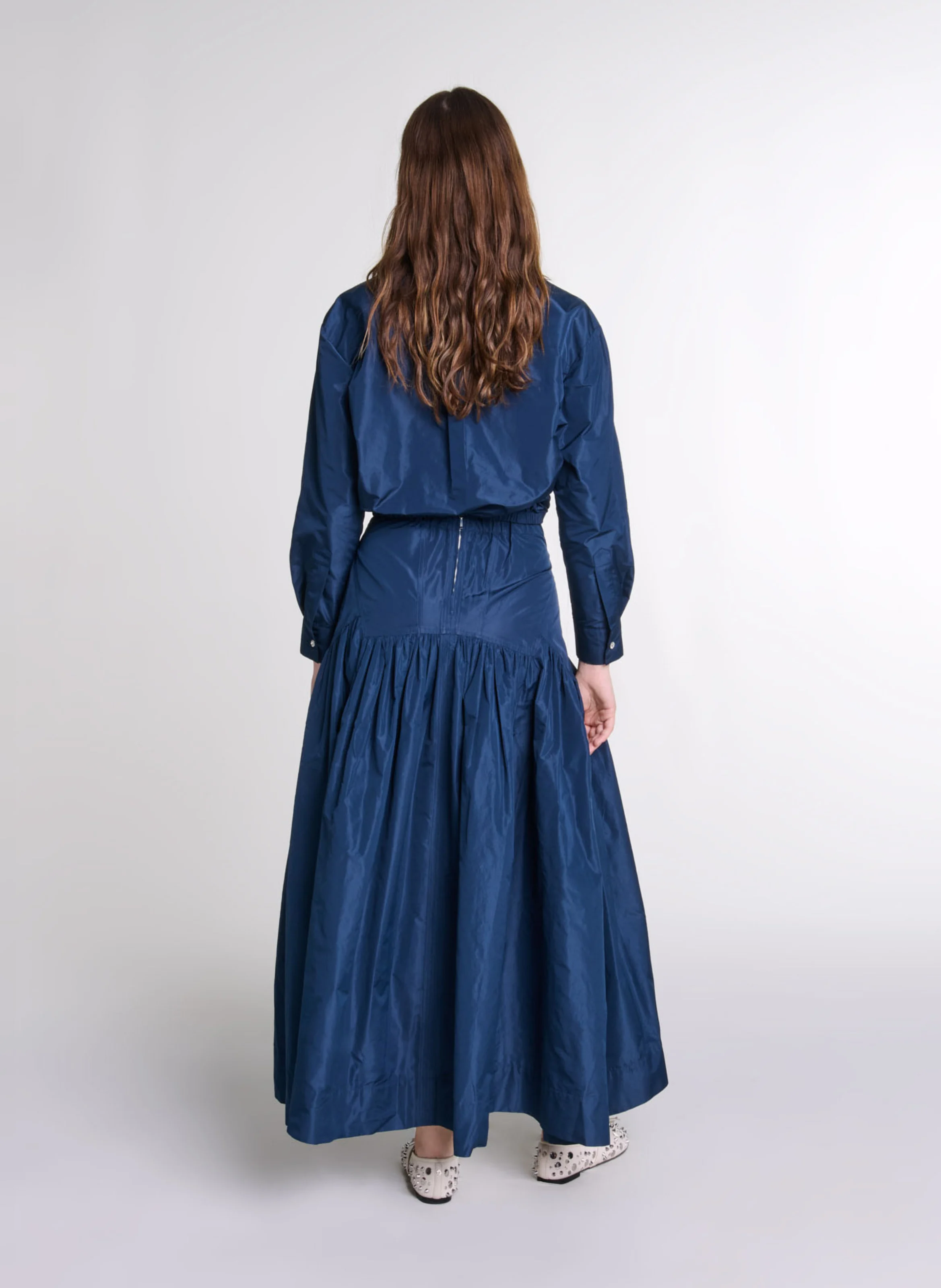 Jupe longue évasée| Bleu