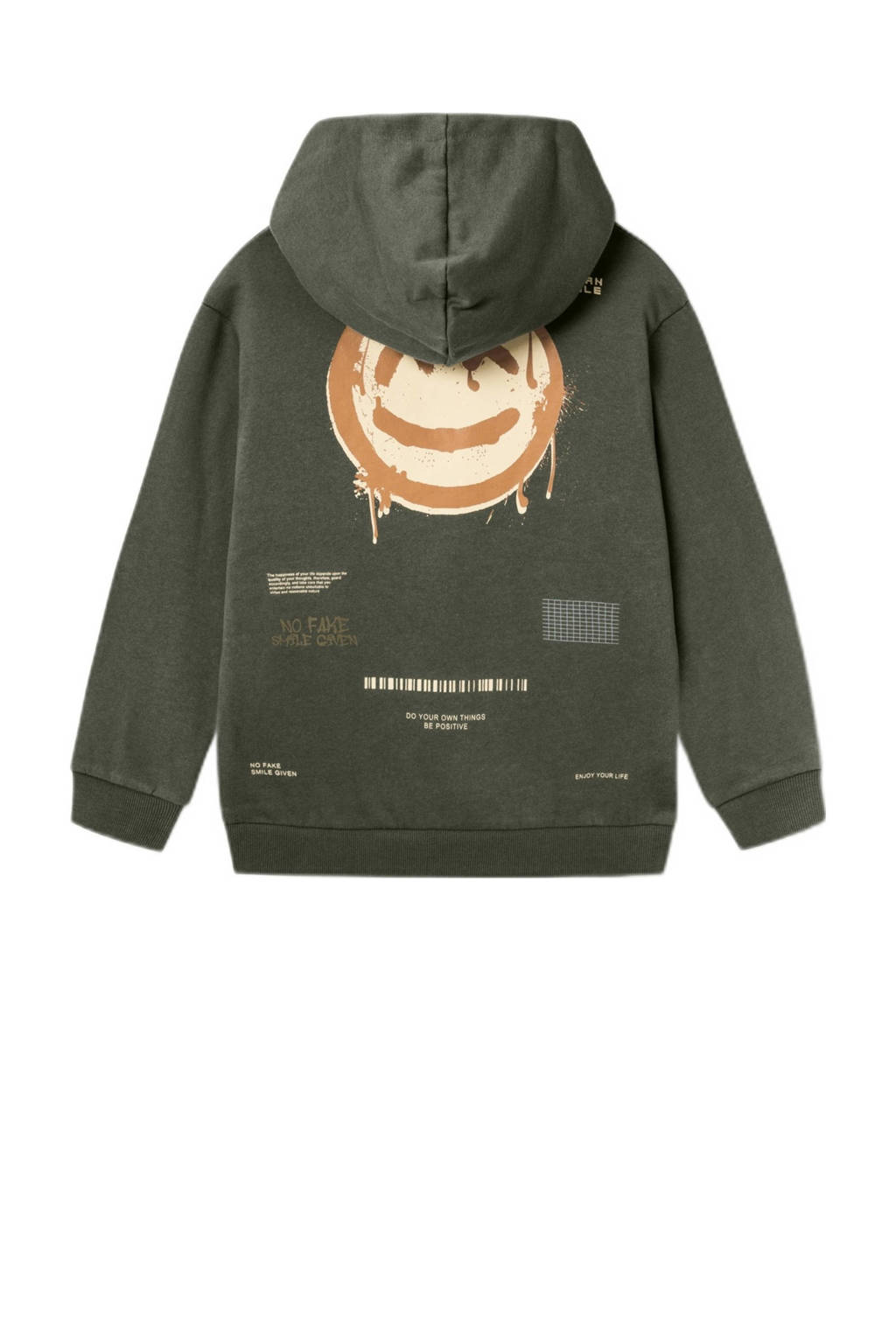 NAME IT hoodie NKMOPOSTE met backprint donkergroen