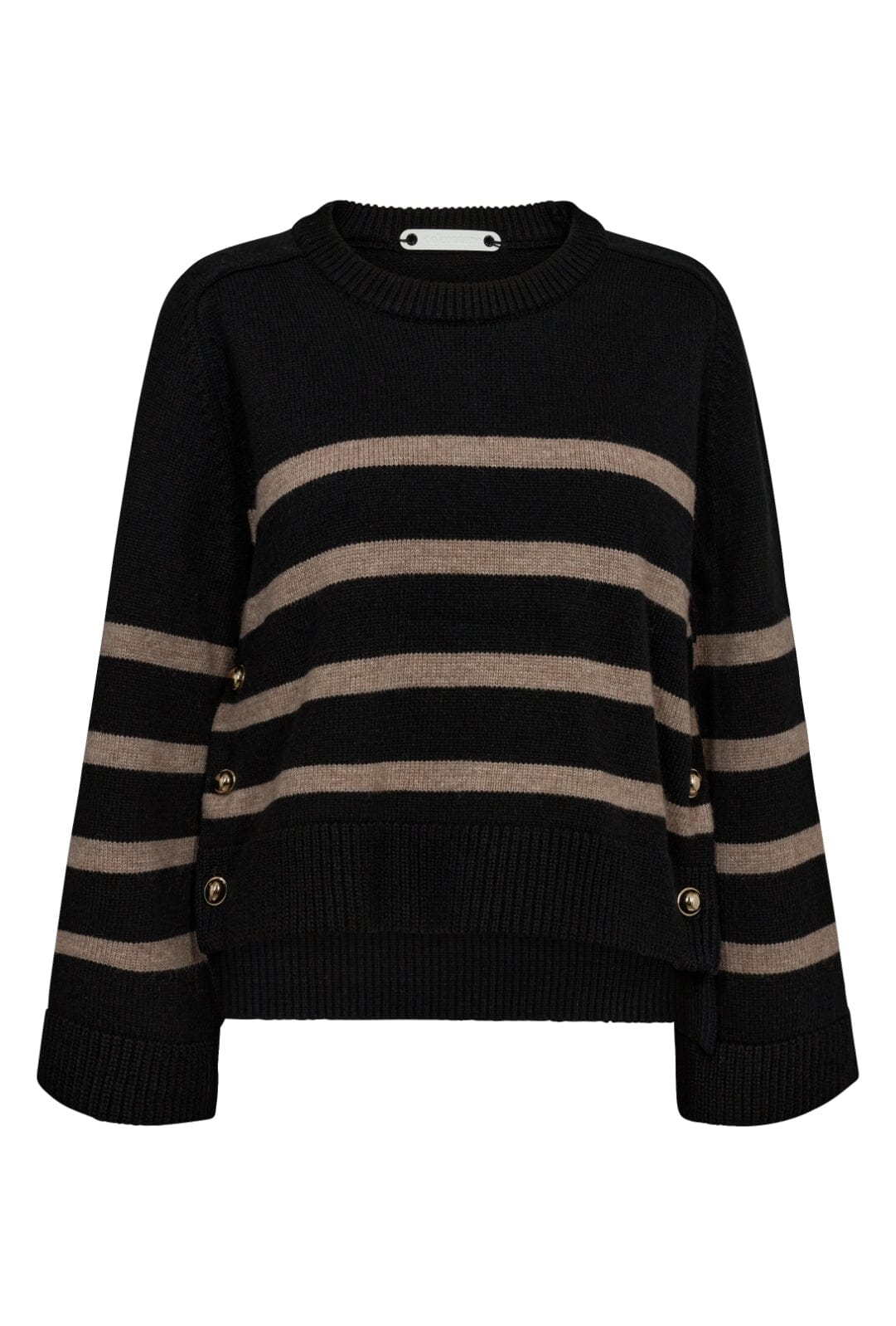 Co´Couture Majacc O-Button Stripe Knit 32148 96 black