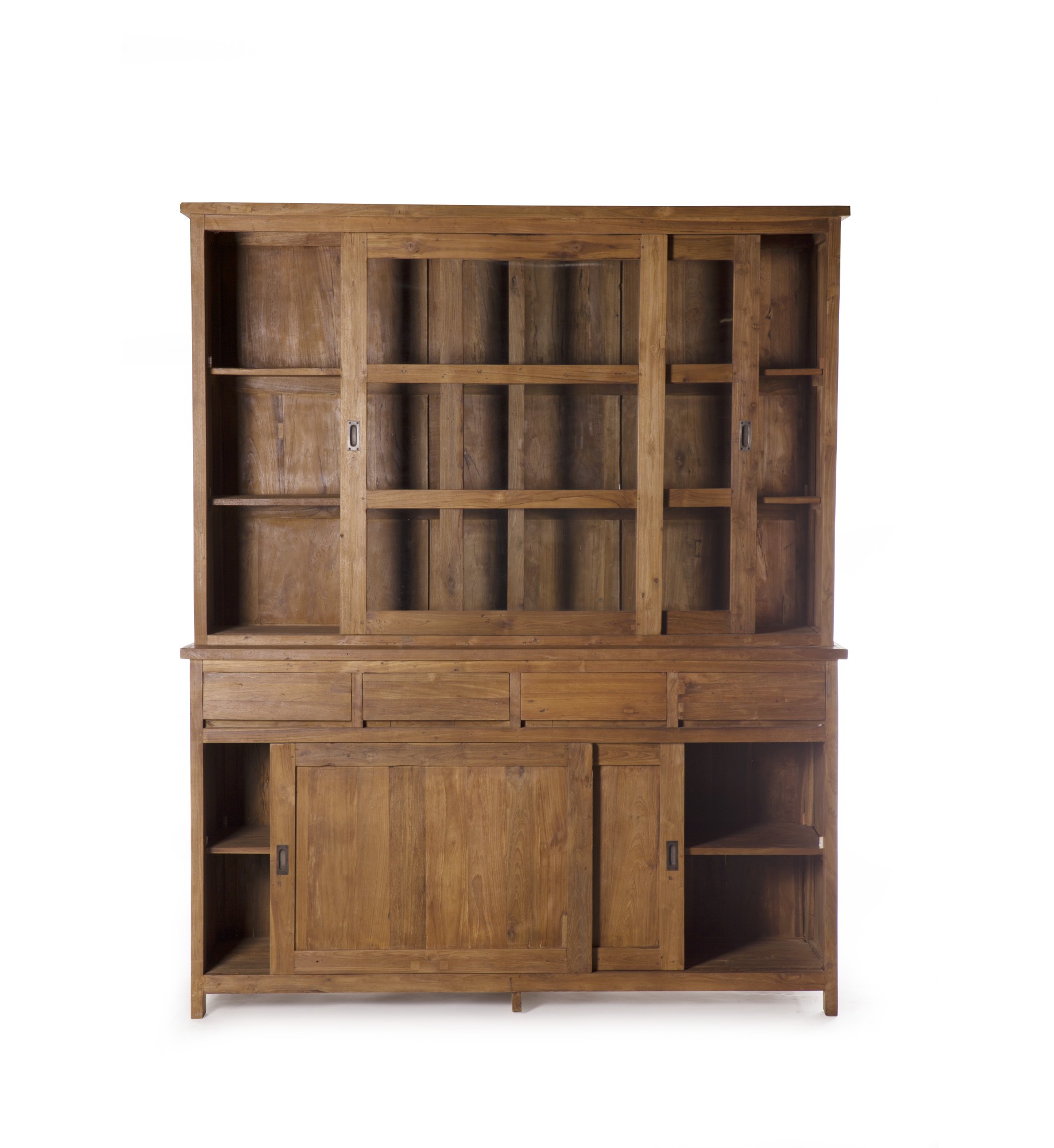 Vitrinen-Schrank, Teakholz, B 180 cm, H 220 cm, L 50 cm von fischer's lagerhaus