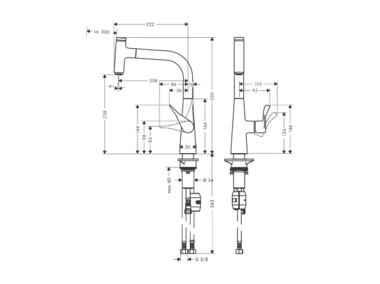 Robinet de cuisine avec douchette HANSGROHE Metris Select M71 240 chromé + nettoyant Briochin