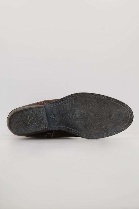 Lederstiefel, XXL-Schaft, Zierband, Reißverschluss