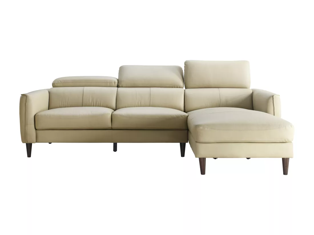 Canapé d'angle droit en cuir de buffle beige SALVI