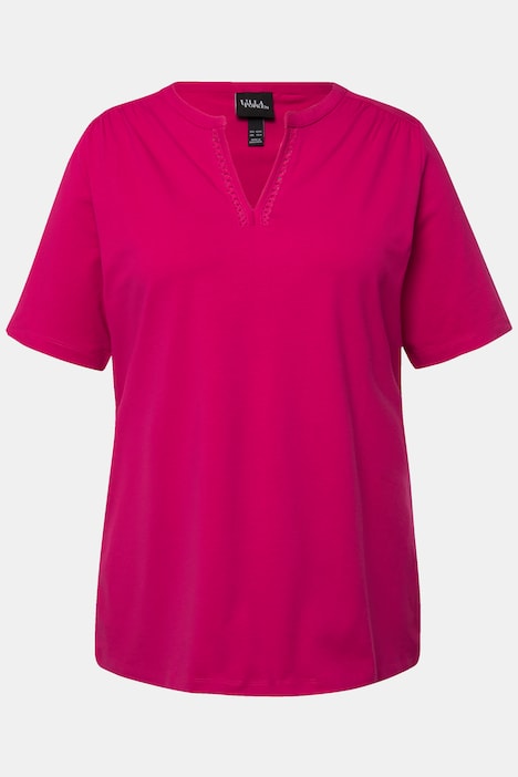 T-Shirt, Zierband, Tunika-Ausschnitt, Halbarm