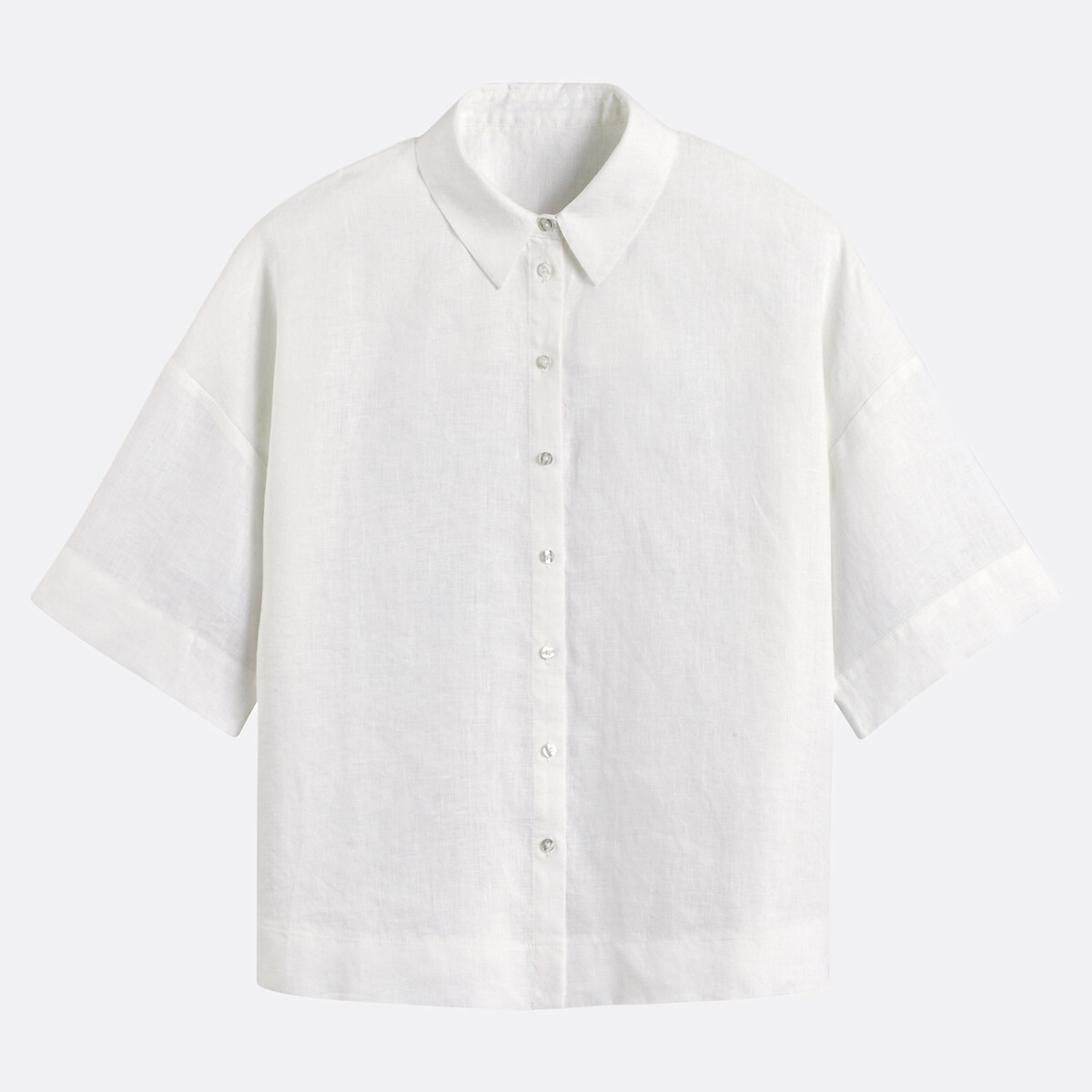 COLEÇÕES LA REDOUTE<br>Camisa de linho folgada com mangas até o cotovelo ÂMBAR