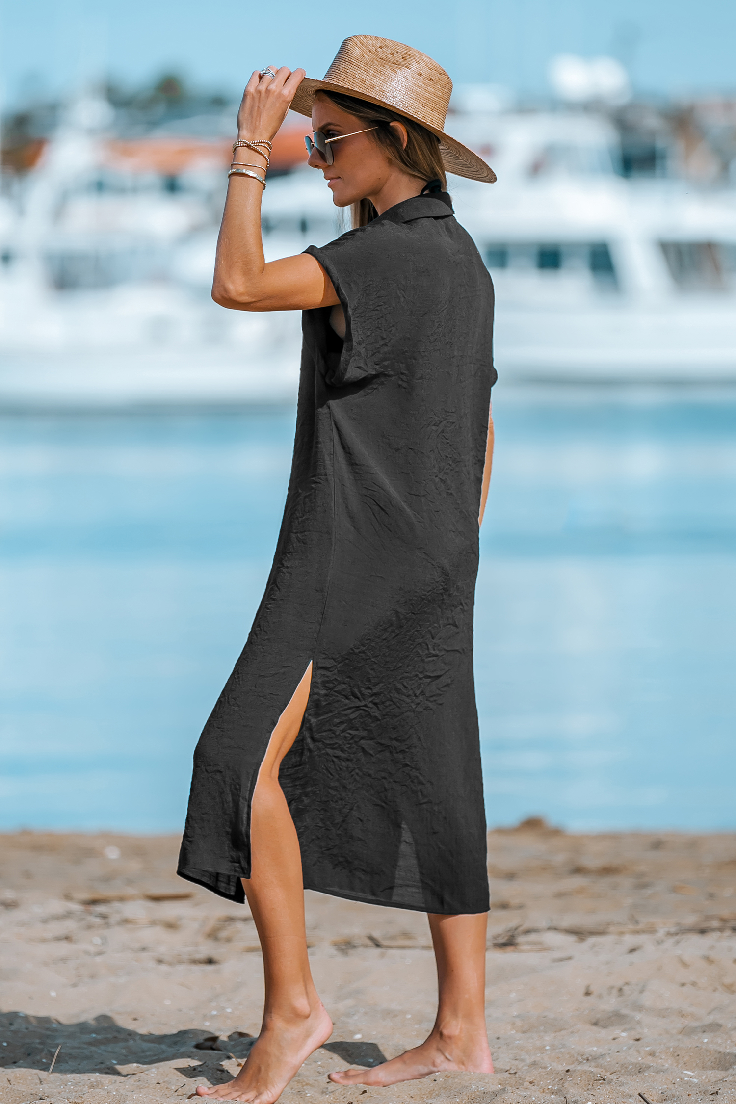 Robe chemise cover up à boutons