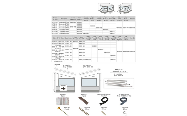 Fiamma Front Panel F für Markisenzelt Caravanstore ZIP / ZIP XL 280 Fiamma Ersatzteilnummer 98660-023