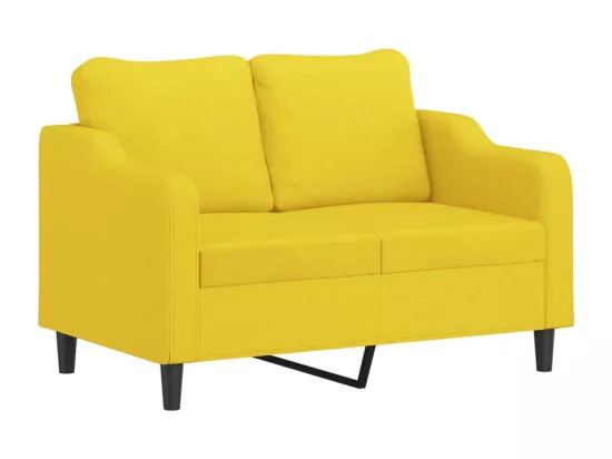 Canapé 2 places avec oreillers jaune clair 120 cm tissu