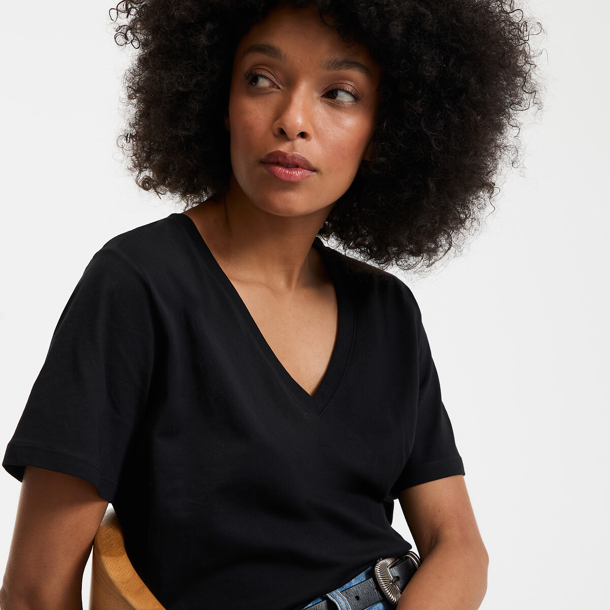 COLEÇÃO LA REDOUTE<br>Camiseta folgada com decote em V e mangas curtas