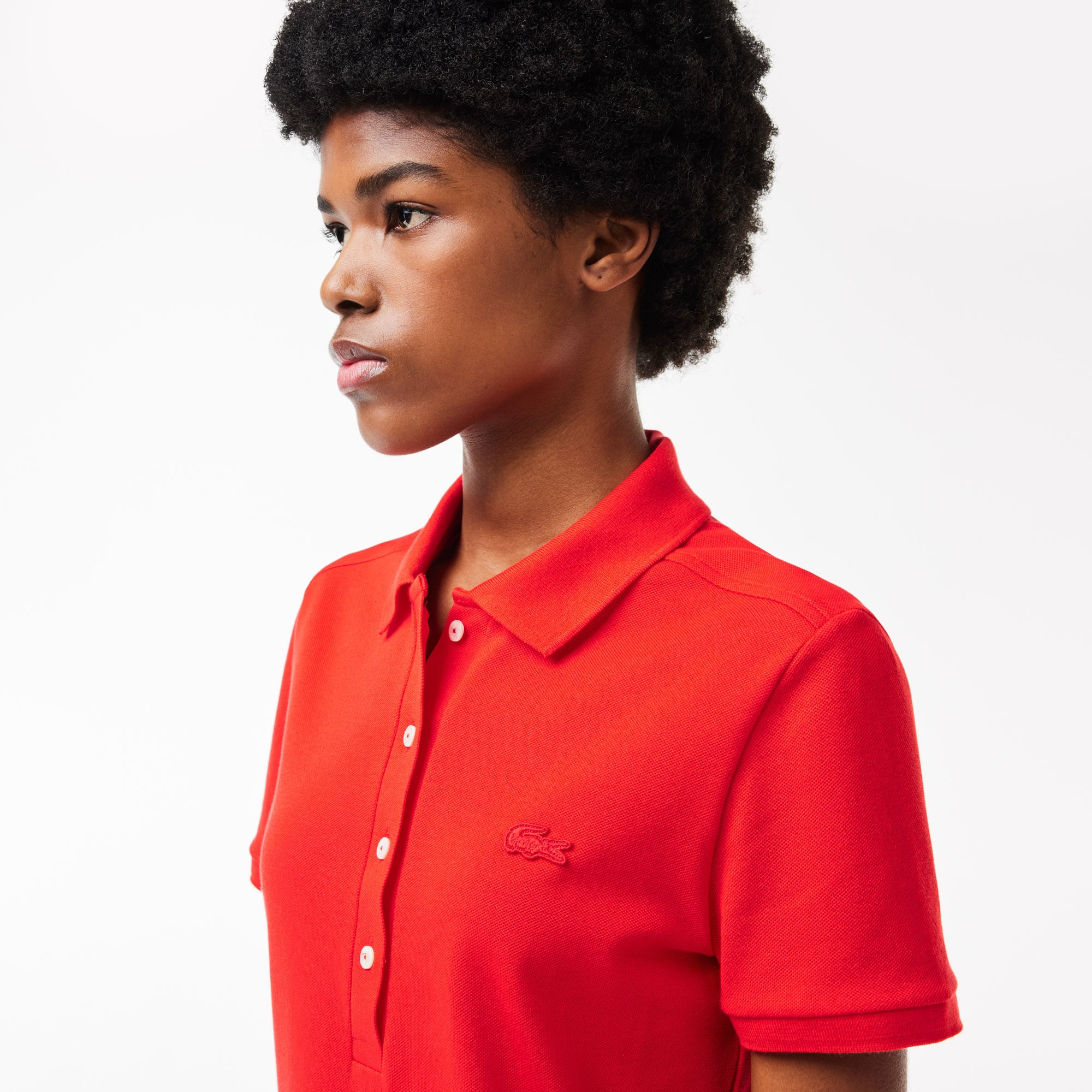 Slim Fit Damen LACOSTE Poloshirt aus Stretch-Baumwoll-Piqué Kurze Ärmel - Rot - Lacoste - Damen