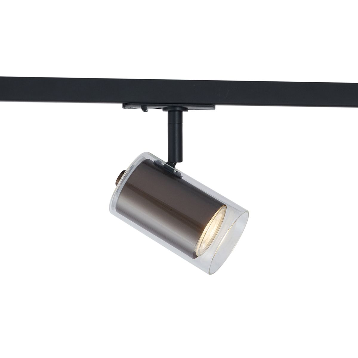 Moderne spot donker brons met helder glas voor railsysteem 1-fase - Iconic Lloyd