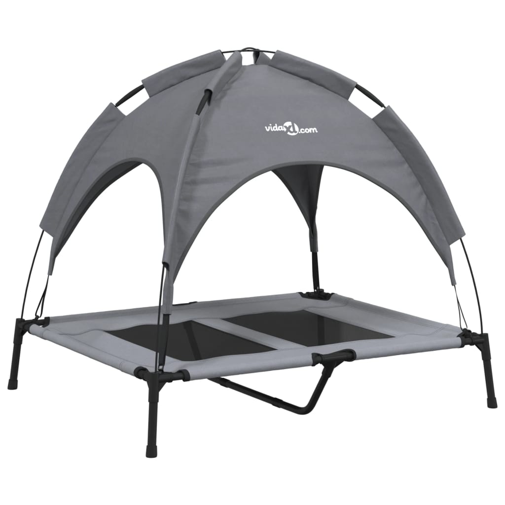Cama para cães vidaXL com dossel, antracite, tecido Oxford e aço.