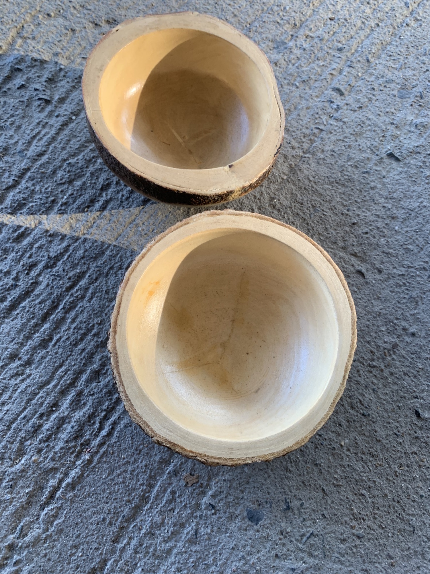 Holzschale mit Baumrinde, Mangoholz, Ø 15 cm, H 6 cm von fischer's lagerhaus