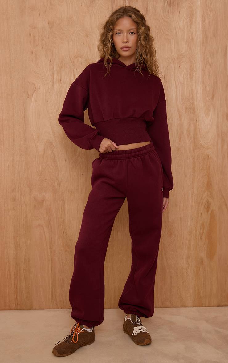 Rouge Vin Joggers PLT À Cordon Avec Poignets À Patte