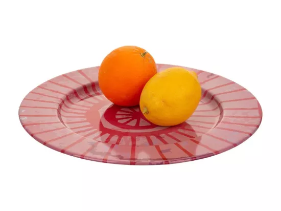 Assiette en métal rose d33x1,5h