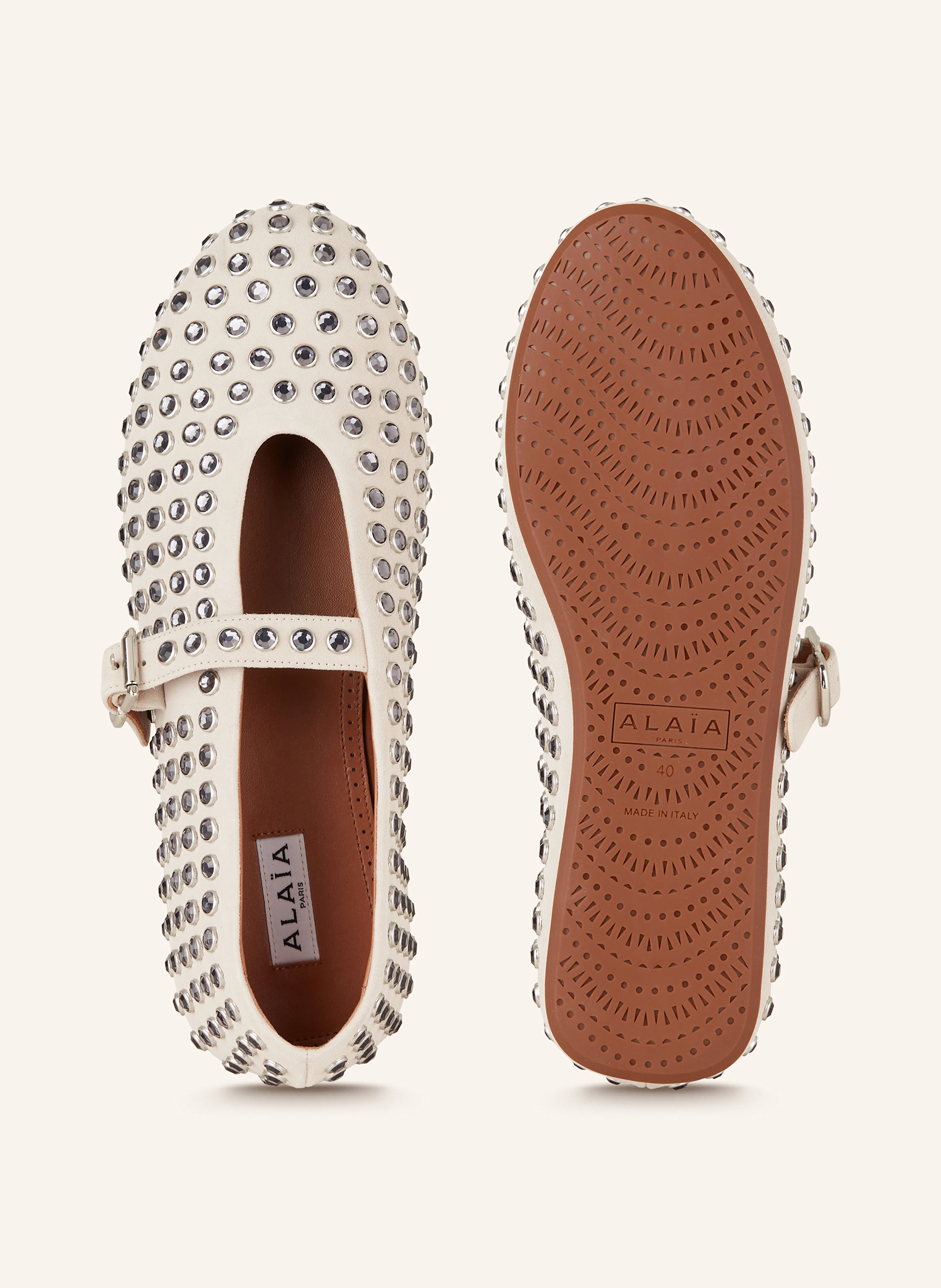 ALAÏA Mary-Jane-Ballerinas mit Schmucksteinen