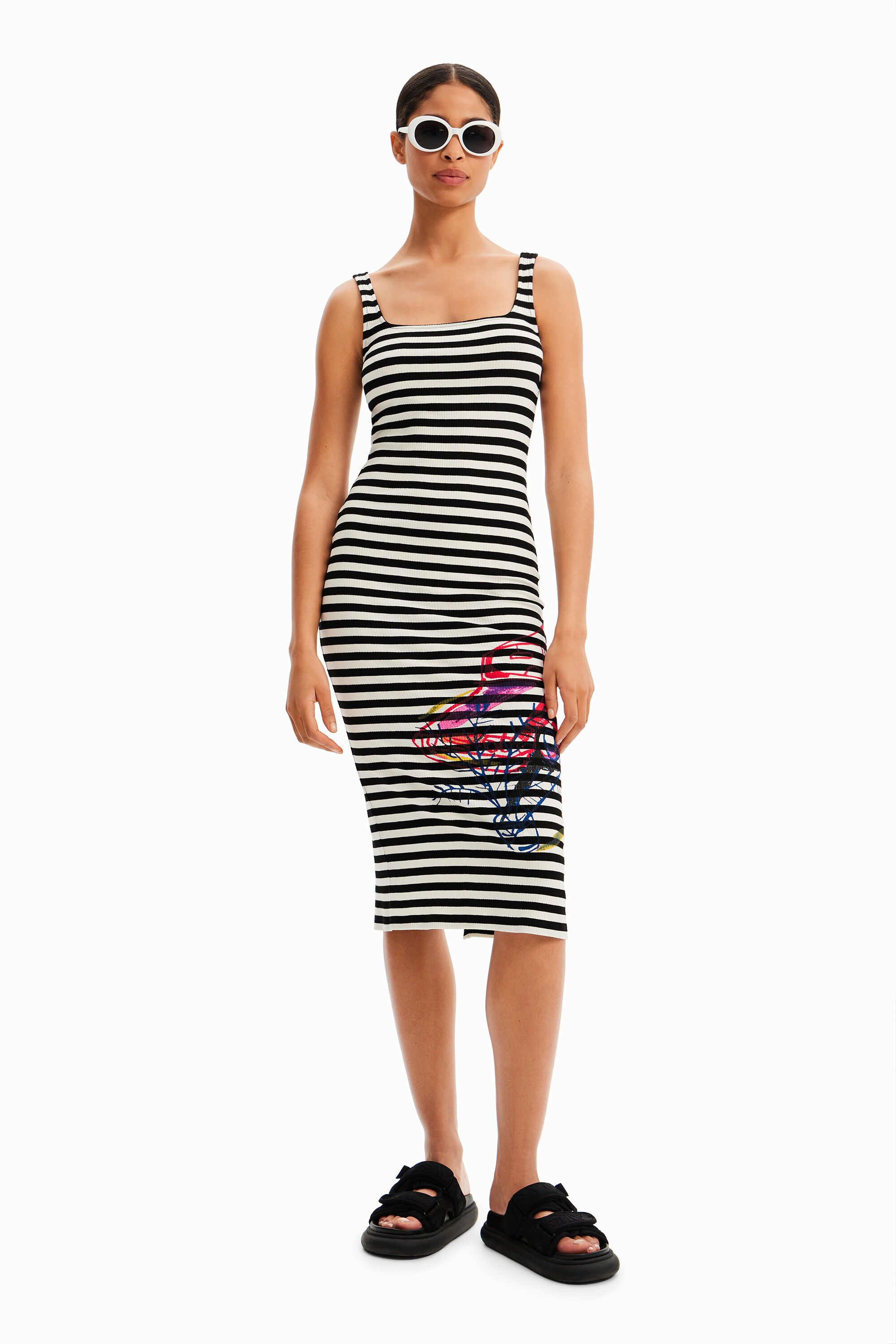 Robe ajustée bretelles rayures
