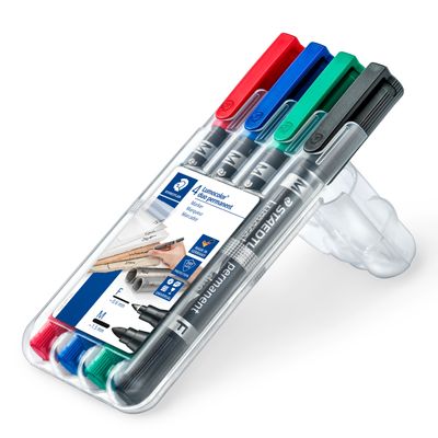 STAEDTLER Lumocolor duo - Pack de 4 marqueurs permanents - double pointe fine et moyenne - couleurs assorties