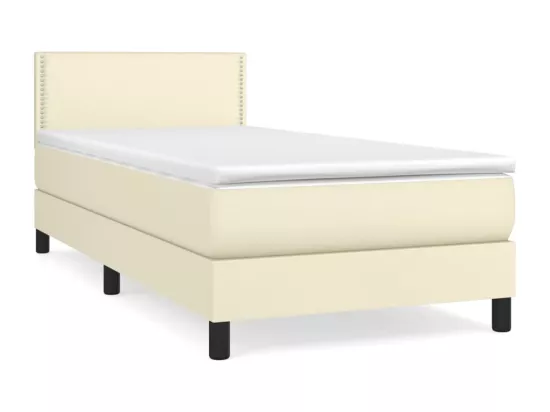 Sommier tapissier avec matelas Crème 100x200cm Similicuir