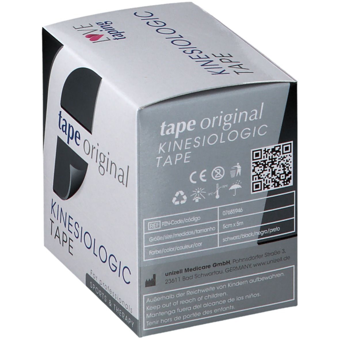 Kinesio tape original Kinesiologic Tape schwarz 5 cm x 5 m