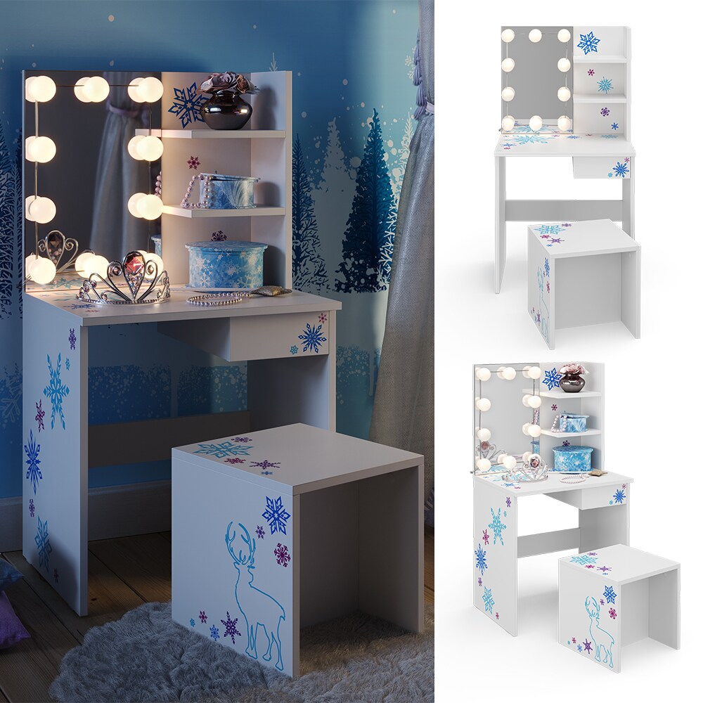 Vicco Kinder Schminktisch Kinderschminktisch Frisiertisch LED Beleuchtung Hocker
