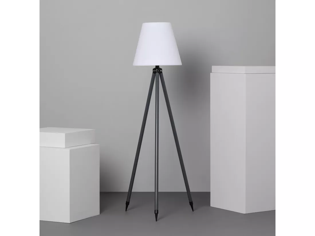 Lampadaire LED Extérieur Solaire Métal RGB Kefre avec Batterie USB Rechargeable Gris