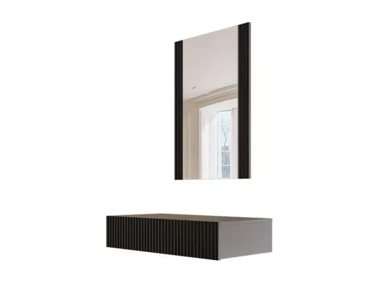Coiffeuse suspendue noire avec miroir Gustave