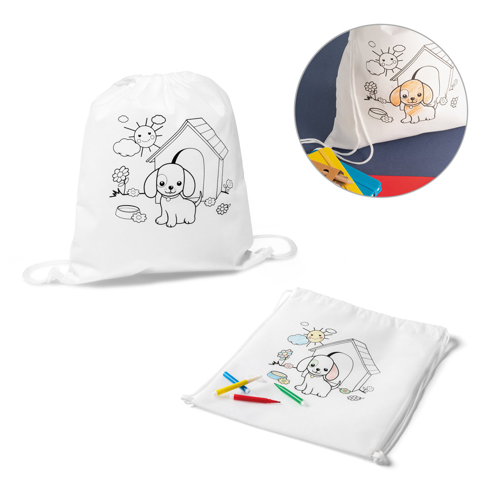 hi!dea 92619 - Sac à cordon pour enfant pour le coloriage (80 g/m²)