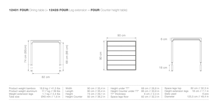 Houe Four tuintafel 90x90 Black
