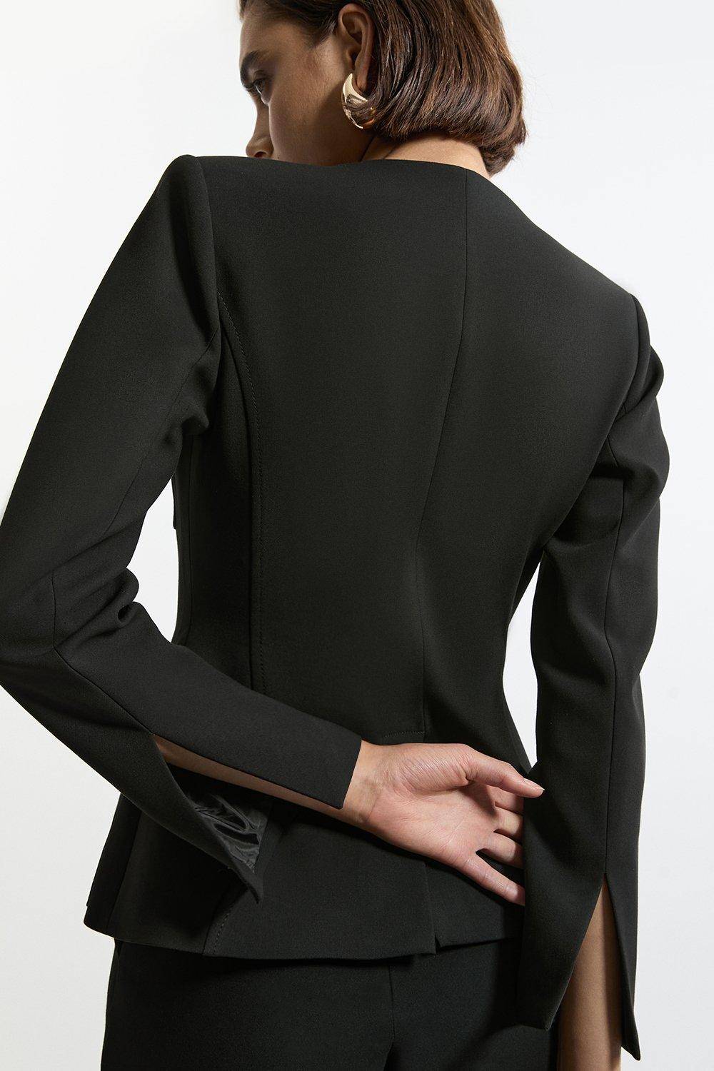 KarenMillen Veste Tailleur Ajustée en Tissu Stretch Compact