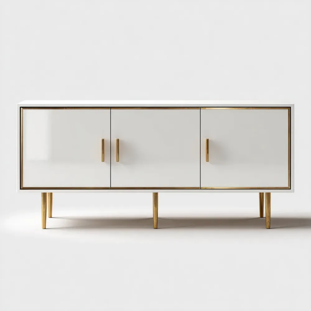 Sideboard Holz 140x40x80 cm – Wei?/Gold – Modernes Design