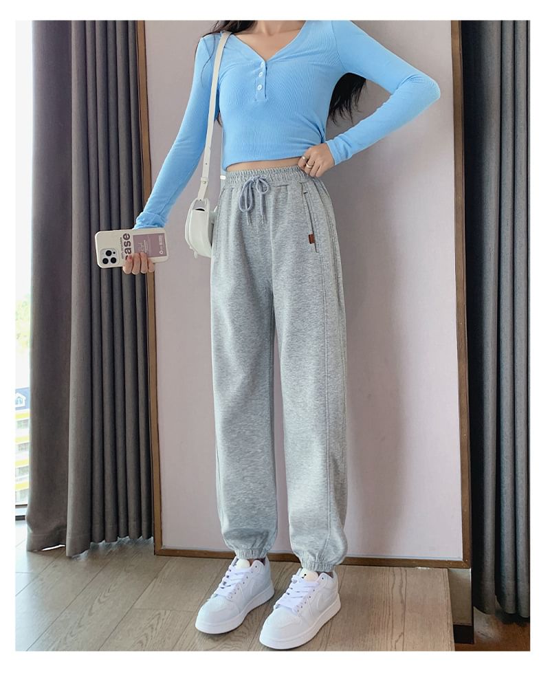 Colarseo - Melange baggy joggingbroek met trekkoord in de taille (verschillende designs)