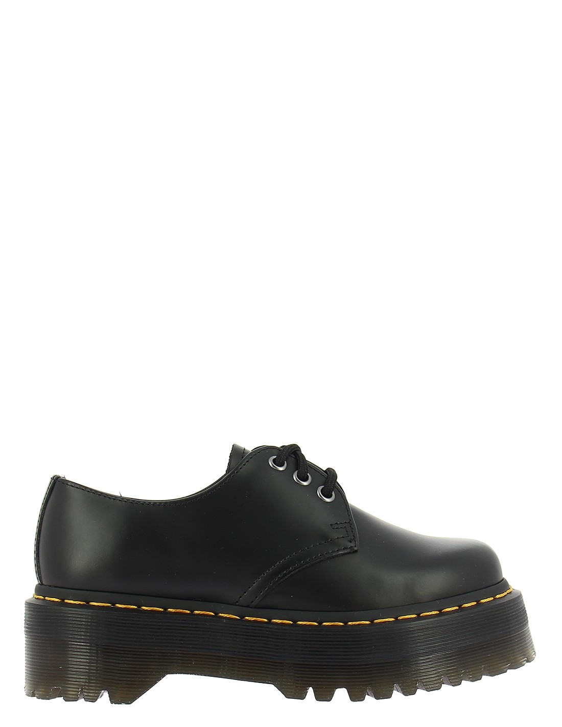 dr martens mocassins compensées femme 1461 quad cuir polished smooth noir