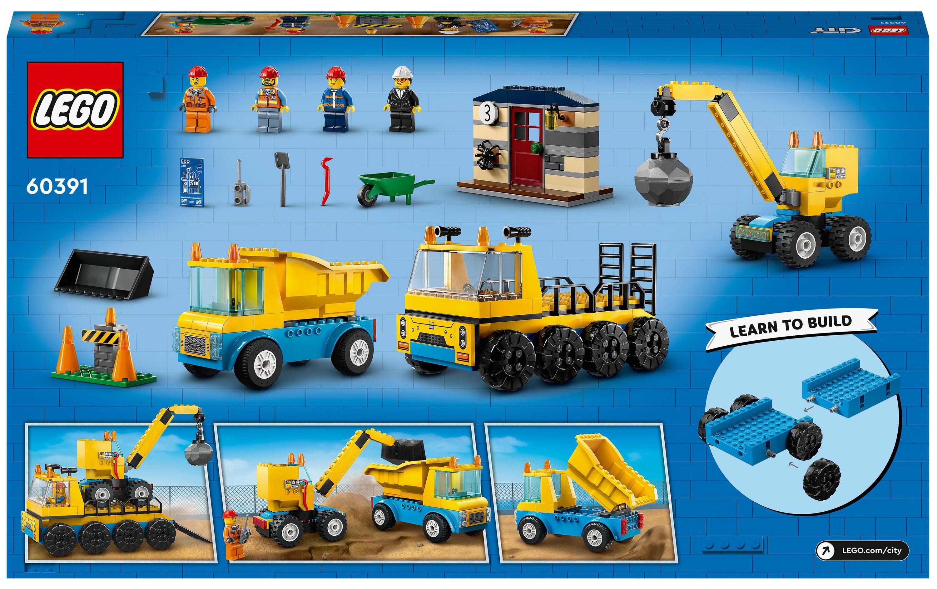 City Baufahrzeuge und Kran mit Abrissbirne 60391Bau- und Spielset